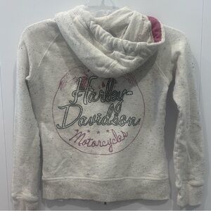 Harley-Davidson Women Metallic Flecked Zip Hoodie Track Hooded Jacket Small